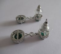 Image 6 of Kate Middleton Princess of Wales Inspired Replikate Round Double Drop Emerald Green Earrings