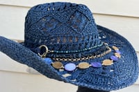Image 2 of Navy Blue Cowboy Hat Chain & Bead  Band