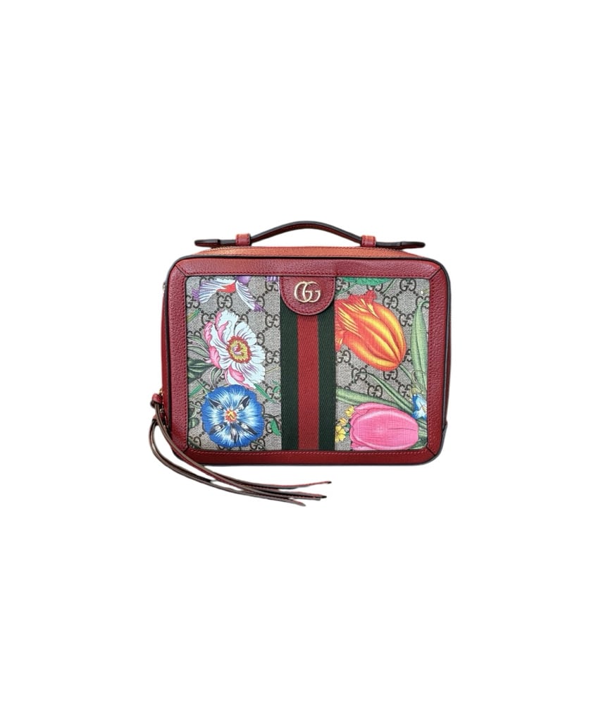 Image of Gucci Red Supreme Floral Handbag 6-1740