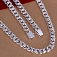 Image 1 of 925 Sterling Silver 10mm 20/22/24inches Exquisite Noble Gorgeous Charm Fashion For Men Women Chain W