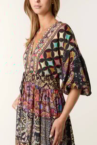 Image 2 of MULTI PRINT TIERED KIMONO DRESS