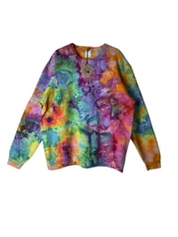 Image 2 of L Unisex Ring Spun Cotton Blend Crew Sweatshirt in Euphoria Watercolors Ice Dye