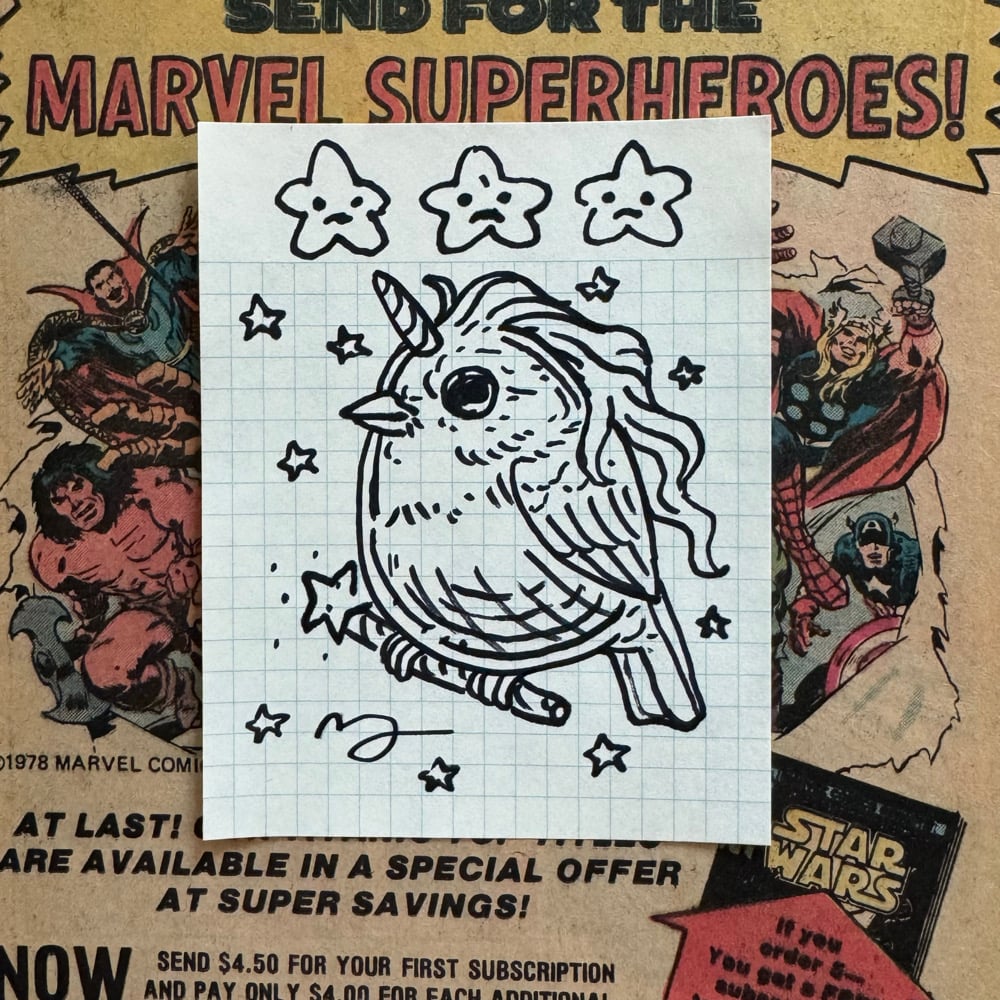 Image of Fat Bird Sharpie Sketch #100