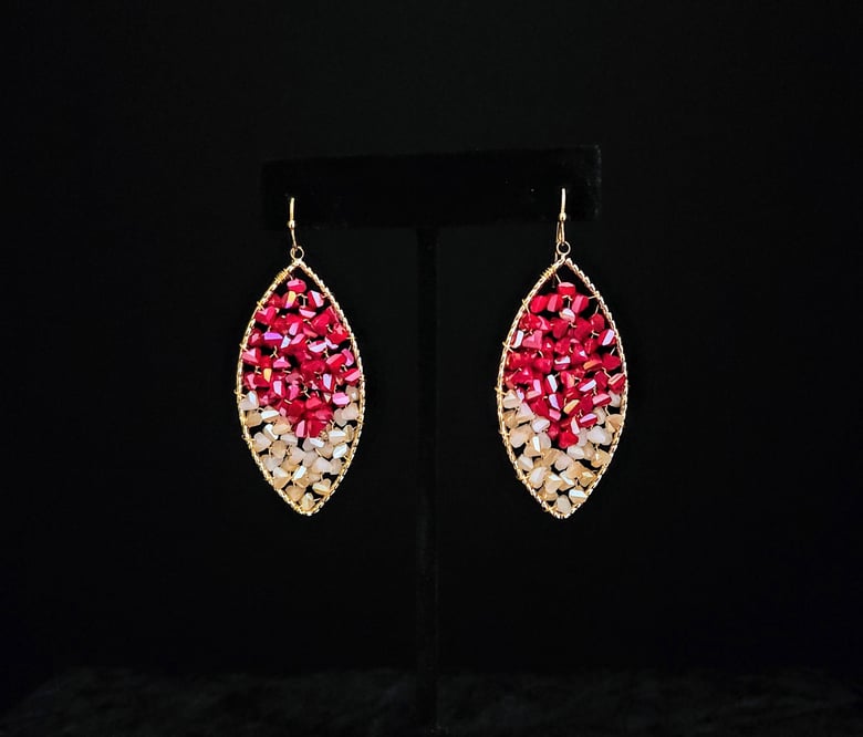 Image of Burgundy & Pink Glam Pierced Earrings 