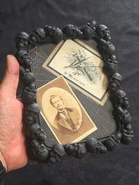 Image 1 of Mori Collection - Memorial Card and photo card 1800s - real preserved spider web a