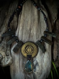 Labradorite Sri Yantra necklace 