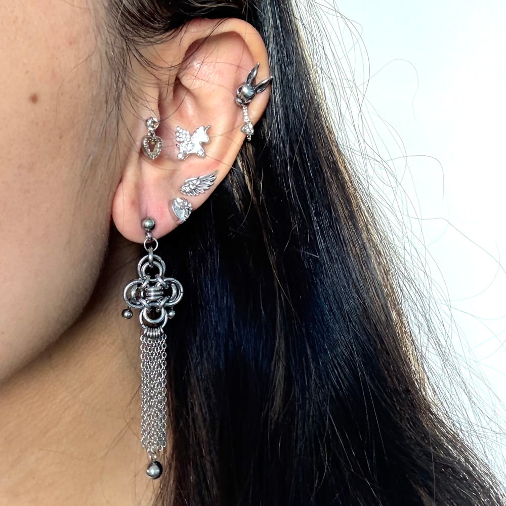 Image of Silver Luck Chain Earrings