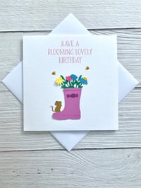 Image 4 of Handmade Flowers in Welly Boot Birthday Card - Charming Garden-Inspired Card 