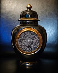 Image 1 of Black and gold Urn jar