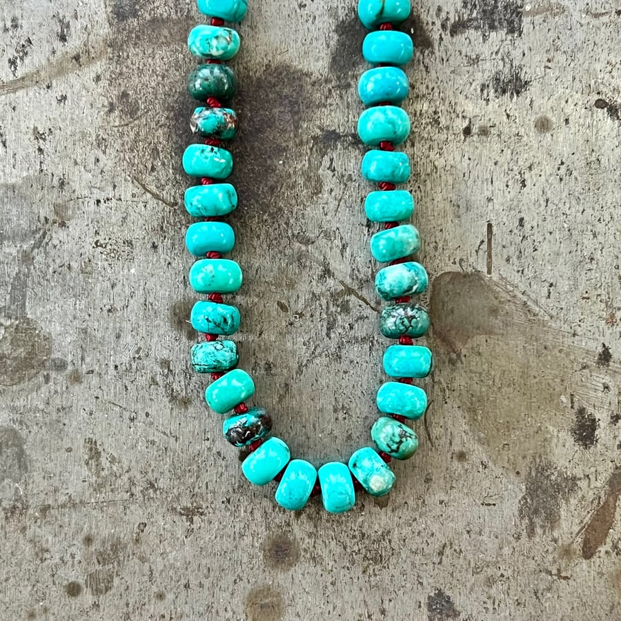 Image of Turquoise & Coral Beaded Necklace