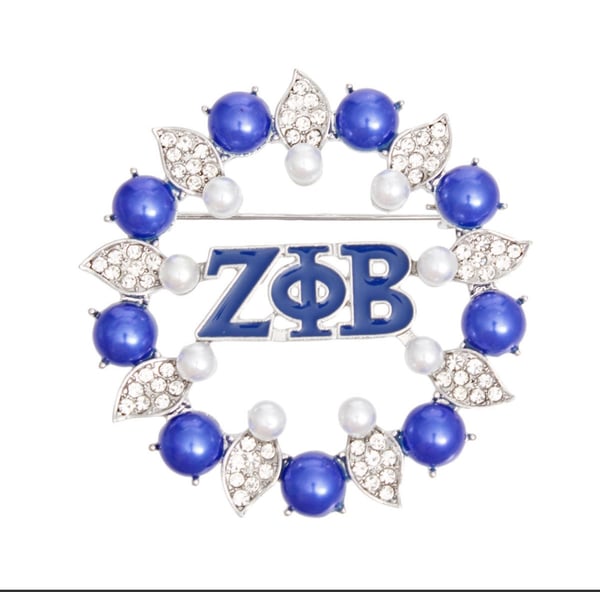 Image of Brooch Blue White Zeta Pearl Pin For Women