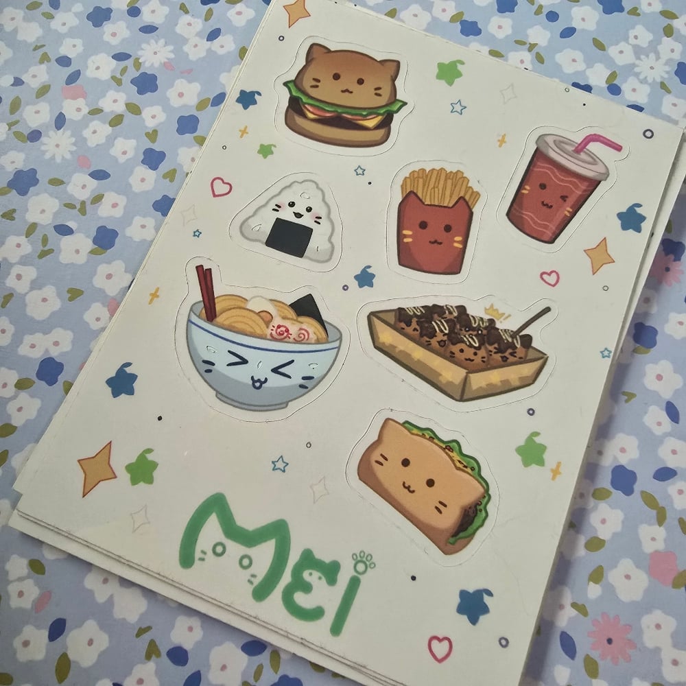 Image of Fastfood neko themed stickersheet B-GRADE