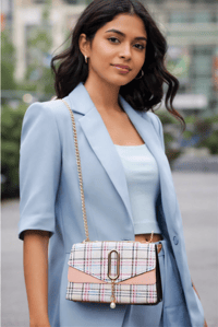 Image 1 of Blush Plaid Handbag 