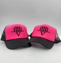 Image 4 of LVL3 NYC PINK & BLACK TRUCKER HAT 