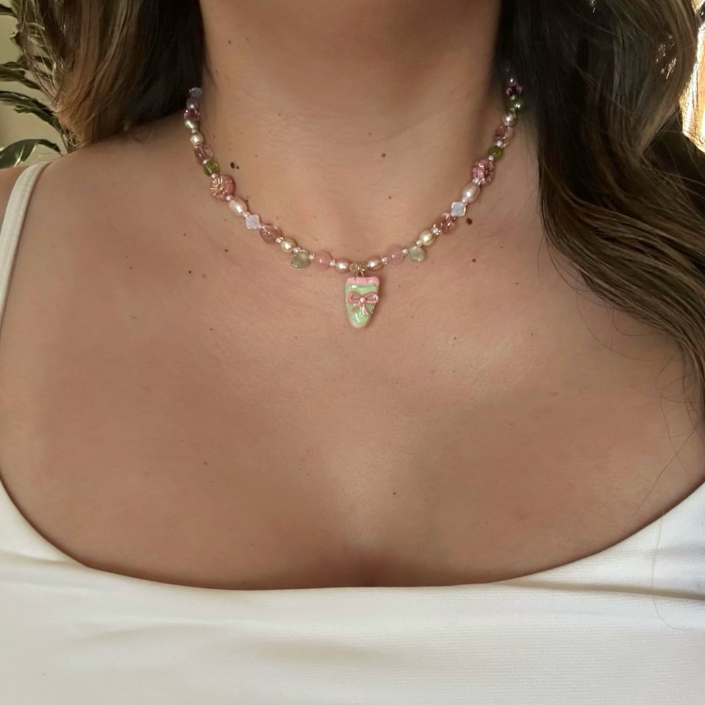 Image of strawberry matcha cake