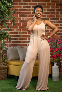 Image 1 of Wide Leg Jumpsuit w/Front button detail 