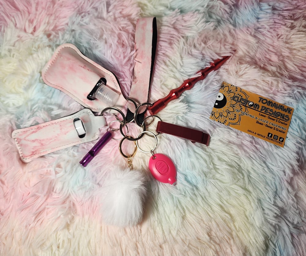 Image of Marble pink keychain set