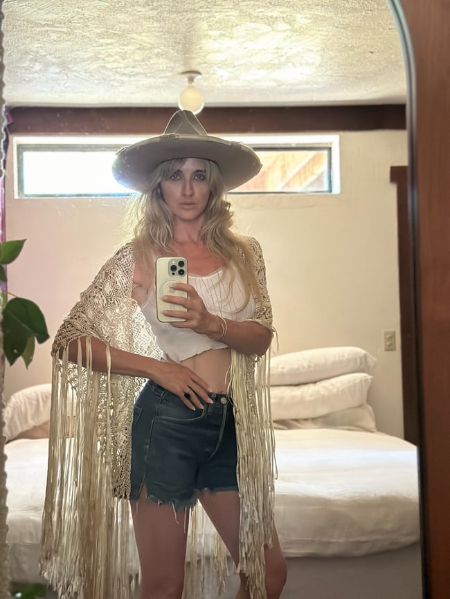 antique crochet ribbon shawl