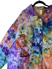 Image 3 of 4X PLUS 100% Cotton Oversized Chore Coat in Earthy Rainbow Ice Dye