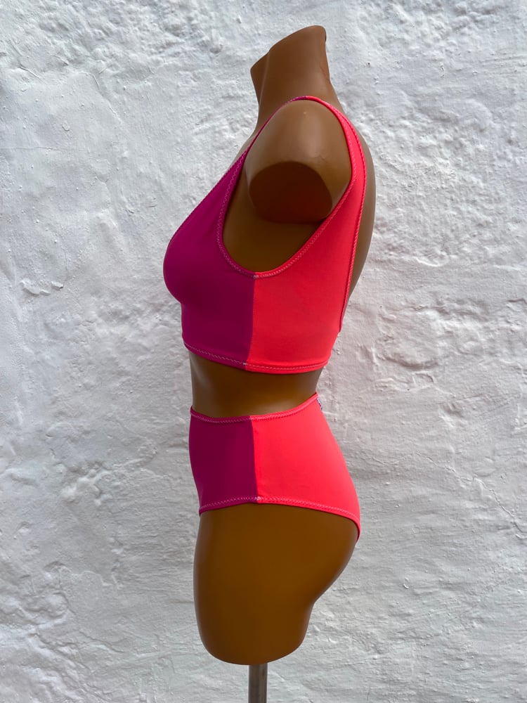 Image of Bikini alto Fucsia-Mandarina