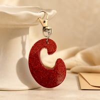 Image 8 of Green & Red Glitter Resin Letter Keychains • Cute Gift for Her