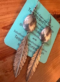 Image 2 of Concho & feather long earrings 