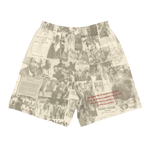 Image of The Rebel Daily News Cream Athletic Shorts - Amilcar Cabral