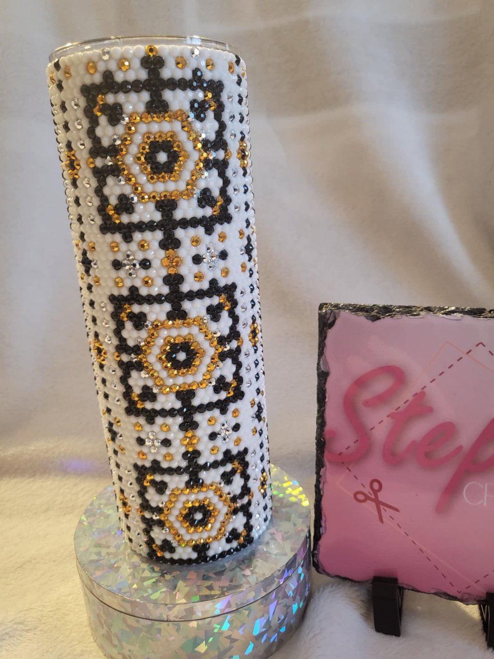 Image of Retro mosaic rhinestone tumbler 