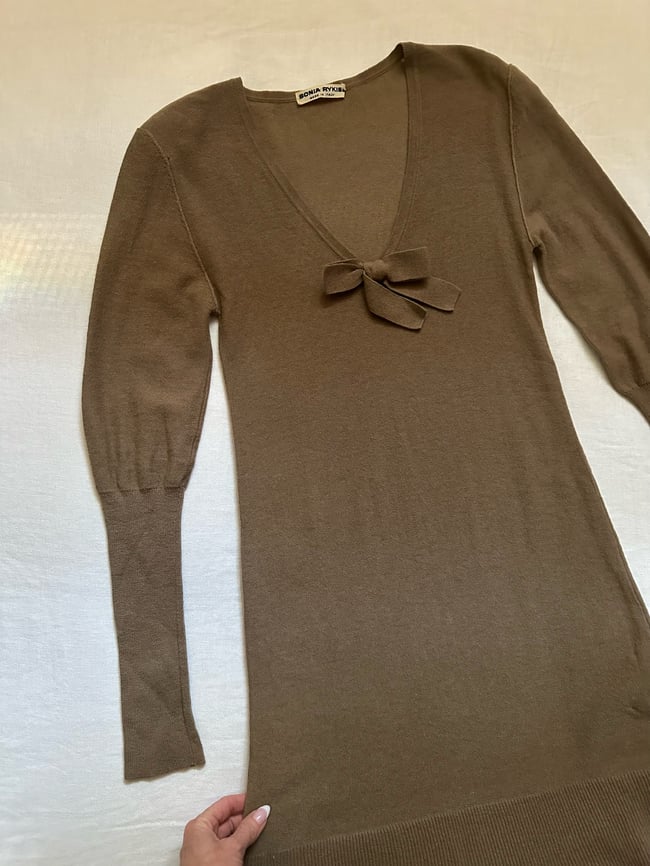 70s Sonia Rykiel Italian long knit bow dress 