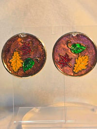 Image 3 of Handcrafted Resin Fall Leaf Circular Earrings 