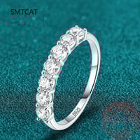 Image 1 of Full Moissanite Ring for Women S925 Sterling Silver with White Gold Plated Diamond Wedding Bridal Ba