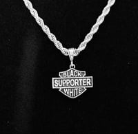 BLACK AND WHITE HARLEY BAR AND SHIELD SUPPORTER PENDANT