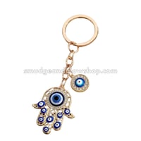 Evil Eye Hamsa Rhinestone Charm Keychain 