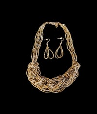 Necklace/Earring Set - brass/silver beads