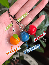 Image 1 of fruit charms! 🫐🍅🍊