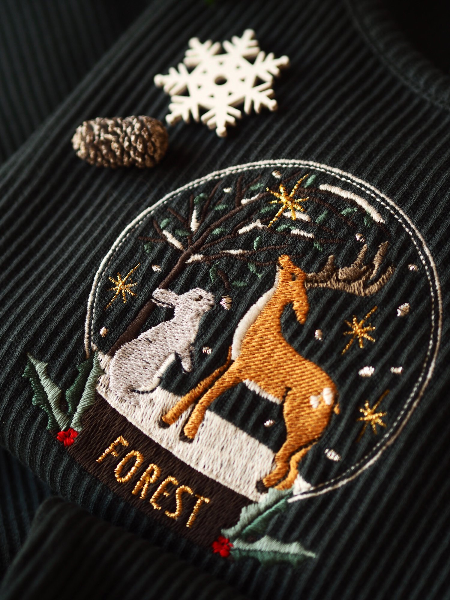 Image of Catching Snowflakes - Pine Green Ribbed Lounge Set