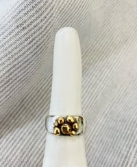 Image 3 of Stg silver cast ring with gold blobs size Q can be resized on request 
