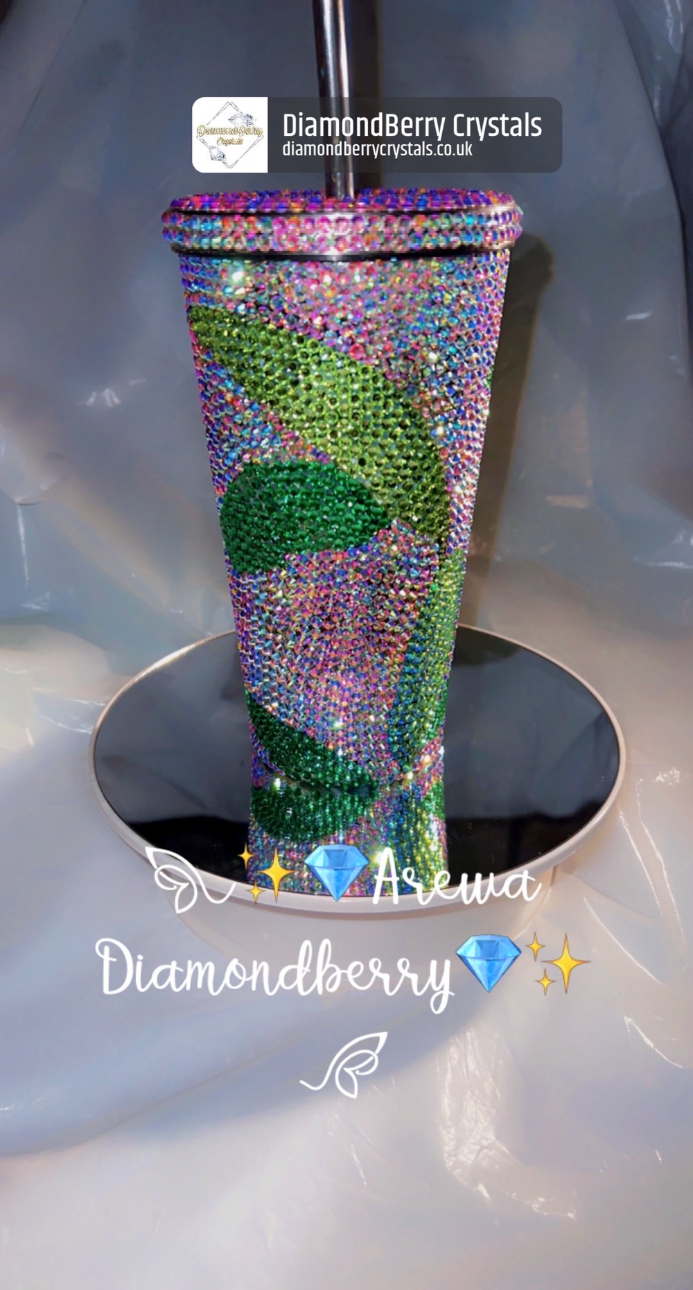 Image of Fully blinged Metal tumblr with straw