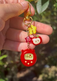 Image 1 of Caterpillar Tamagotchi - Handmade Polymer Clay Charm- Beaded Keychain or Phone Charm