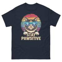 Image 4 of Stay Pawsitive Cat Shirt – Funny Retro Cat Graphic Unisex T-Shirt | Cute Positive Cat Lover Tee