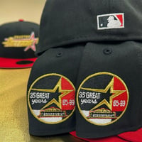 Image 3 of New Era 59Fifty Black/ Scarlet/ Metallic Gold Astros 