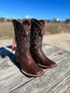 Los Altos Men’s Tabacco Ostrich Wide Square Toe Boots