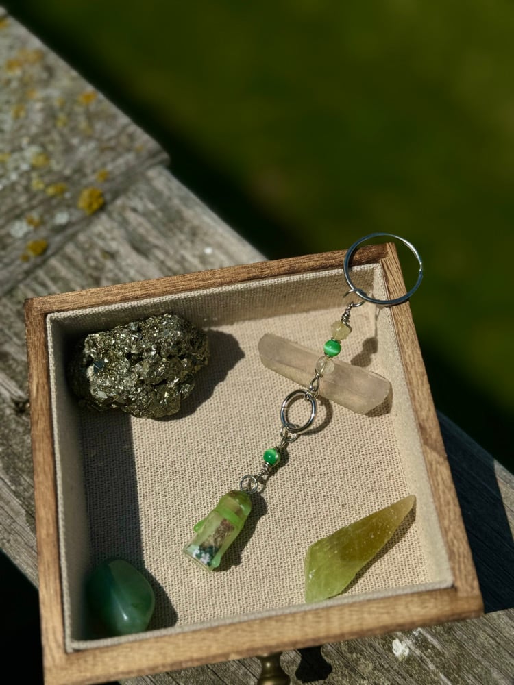 Image of Wish Jar Keychain w/ Catseye & Citrine