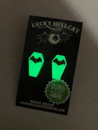 Image 3 of Select Small Bat Coffin Earrings 