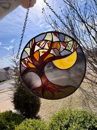 Image 5 of Large Stained Glass Tree of Life Moon Suncatcher - Handmade Nature Suncatcher