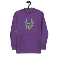 Image 8 of Unisex Hoodie, Feathers and Turquoise Horseshoe Hoodie, Western