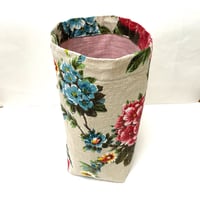 Image 2 of Fifties Flaming Florals Barkcloth Bag