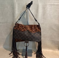 Image 5 of Genuine Leather custom leopard Hyde and LV boho bag 
