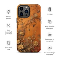 Image 25 of Baroque Goth Inspired Gold and Orange Textured Floral Look Tough Case for iPhone®