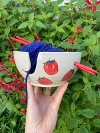 Image 3 of Strawberry Decorated Medium Yarn Bowl